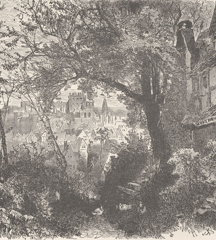 GERMANY. View of the castle of Dhaun 1903 old antique vintage print picture